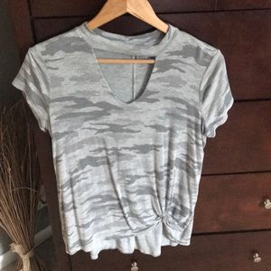 Maurices Tops - Keyhole Choker Neck Camo Tee Maurices Tops - Keyhole Choker Neck Camo Tee